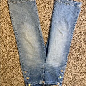 Oat New York Light Blue Flare Jeans with Button Details